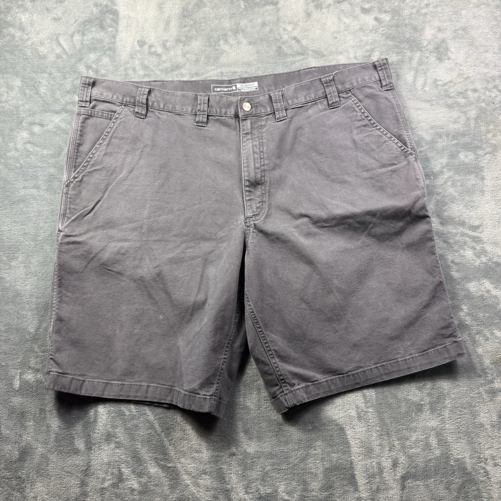 Carhartt Relaxed Fit Canvas Cargo Shorts Gray Pockets Men's Flat Front 44x11
